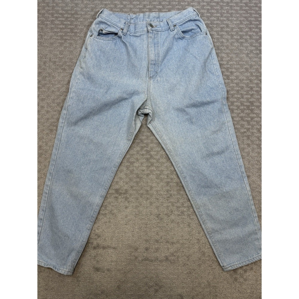Vintage Lee Jeans Women's 16 Petite Blue Stone Wash High Rise Mom Jeans